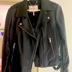 BCBGENERATION 100% Lamb leather Black Moto Jacket